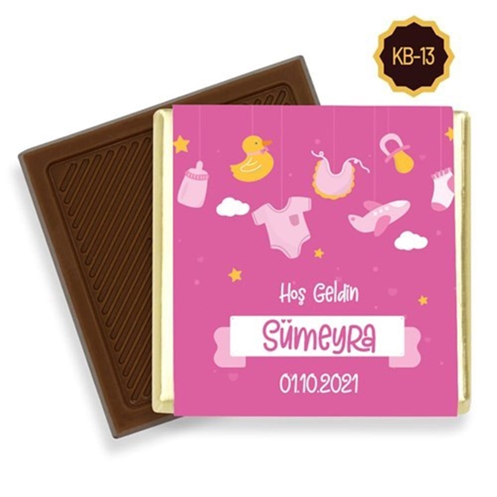 Oyuncak Desenli Kız Bebek Çikolatası (45 Adet)