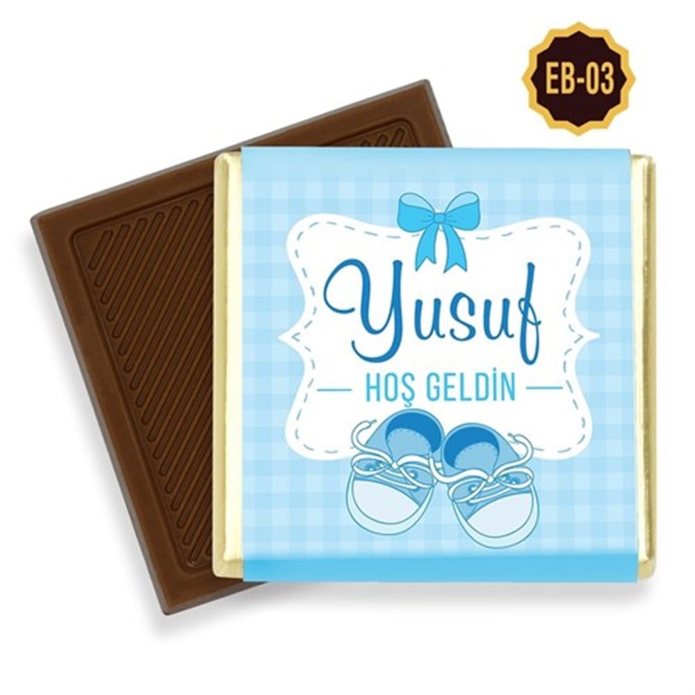 Patik Desenli Erkek Bebek Çikolatası (45 Adet)