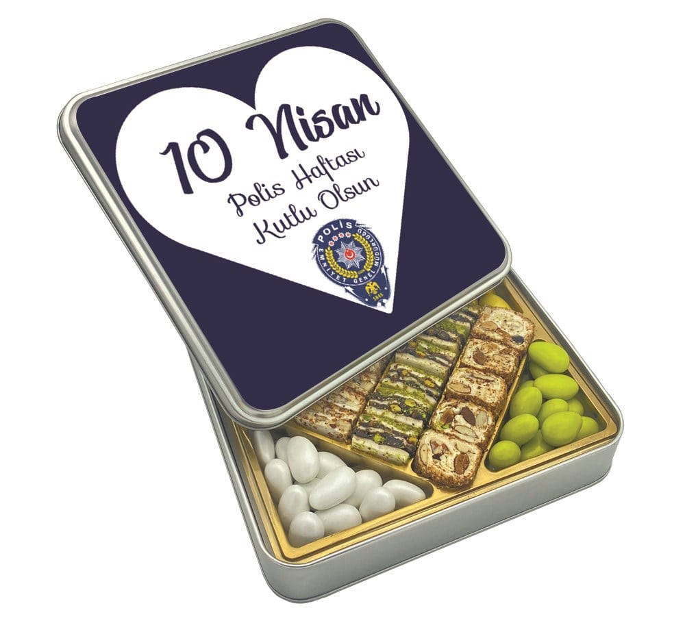 Polis Haftası Kalp Baskılı Baklava Lokum & Draje