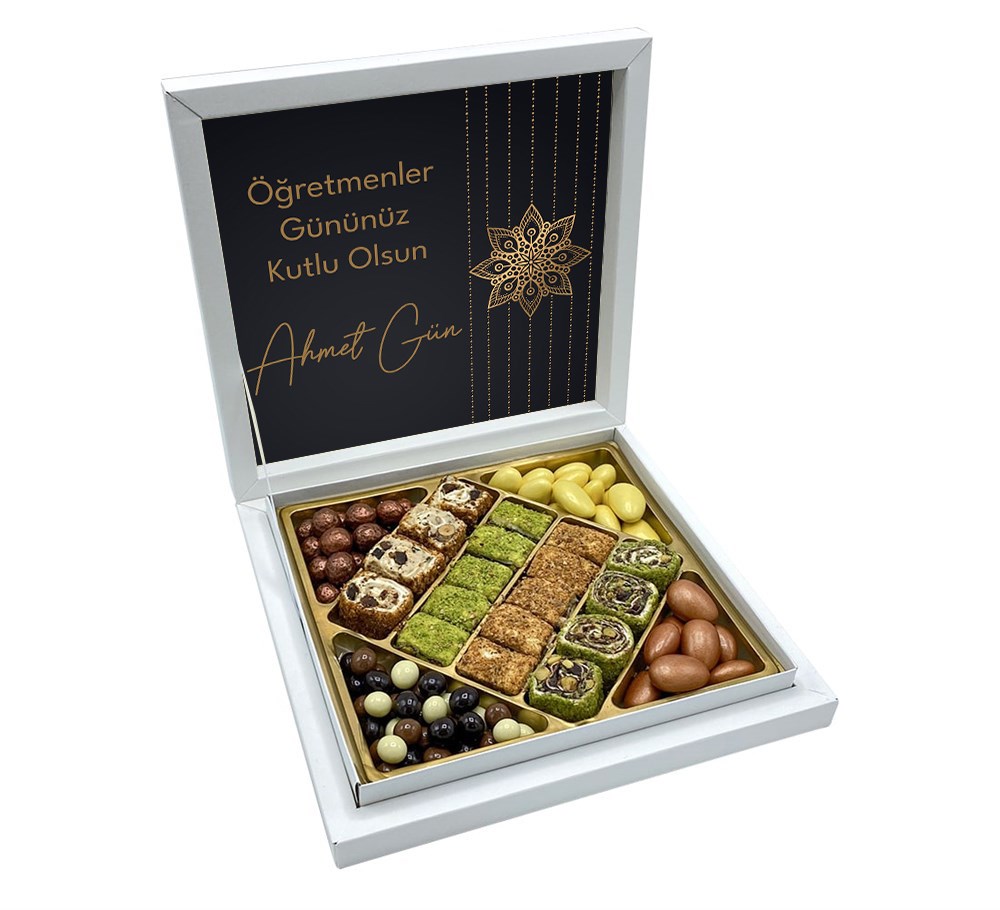 Premium Konsept Öğretmenler Günü Hediyesi Şerit Lokum & Draje Sunum Kutulu