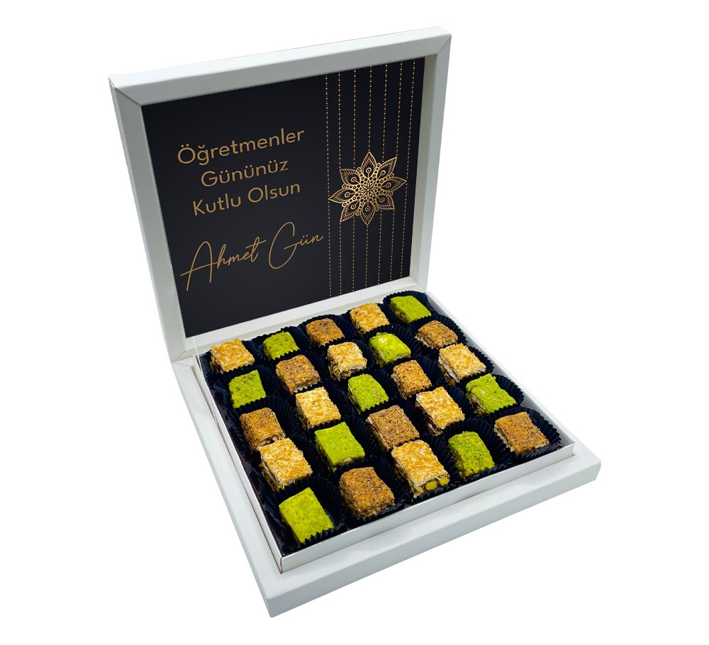 Premium Konsept Öğretmenler Günü Hediyesi Baklava Lokum Sunum Kutulu