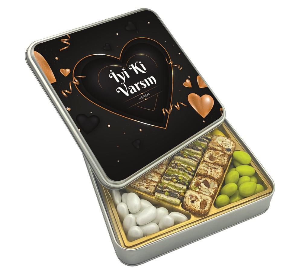 Sevgililer Günü Hediyesi Altın Kalpli Special Baklava Lokum & Draje