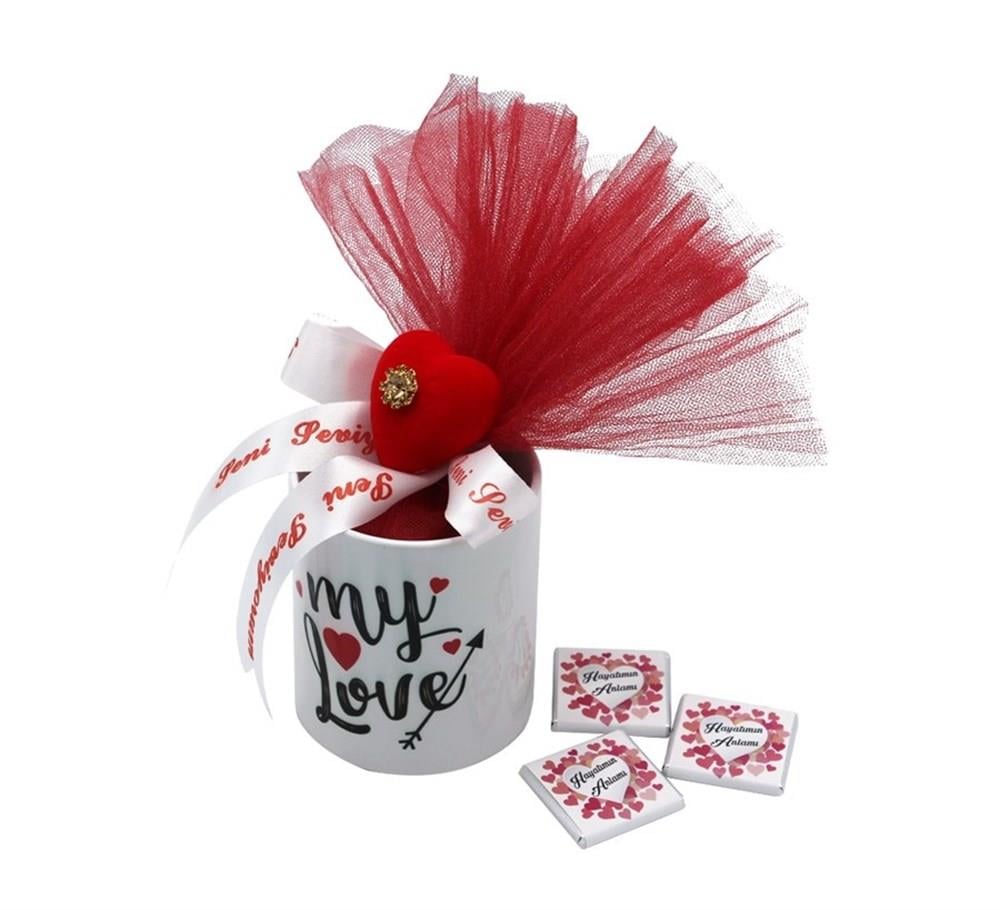 Sevgiliye Özel My Love Yazılı Çikolata Dolu Kupa