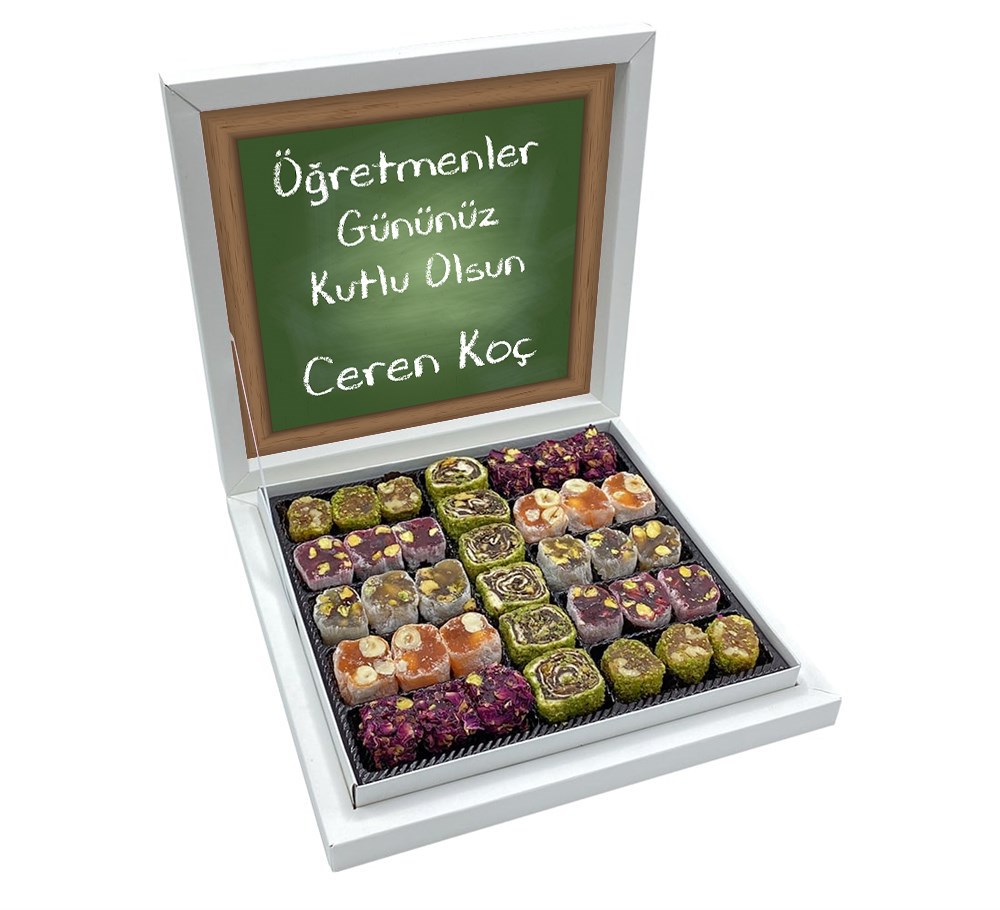 Tebeşir Desenli Öğretmenler Günü Hediyesi Karışık Special Lokum Sunum Kutulu
