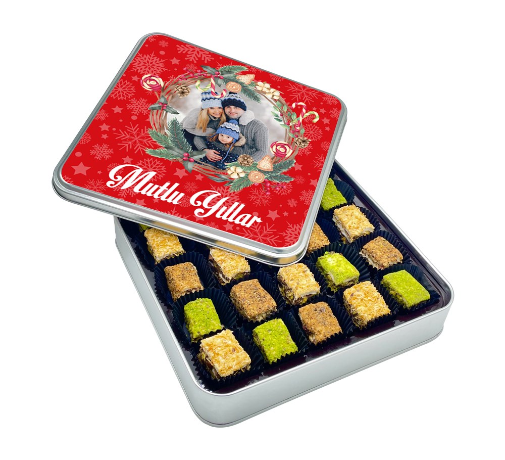 Yılbaşı Hediyeleri Fotoğraflı Baklava Lokum Kutusu