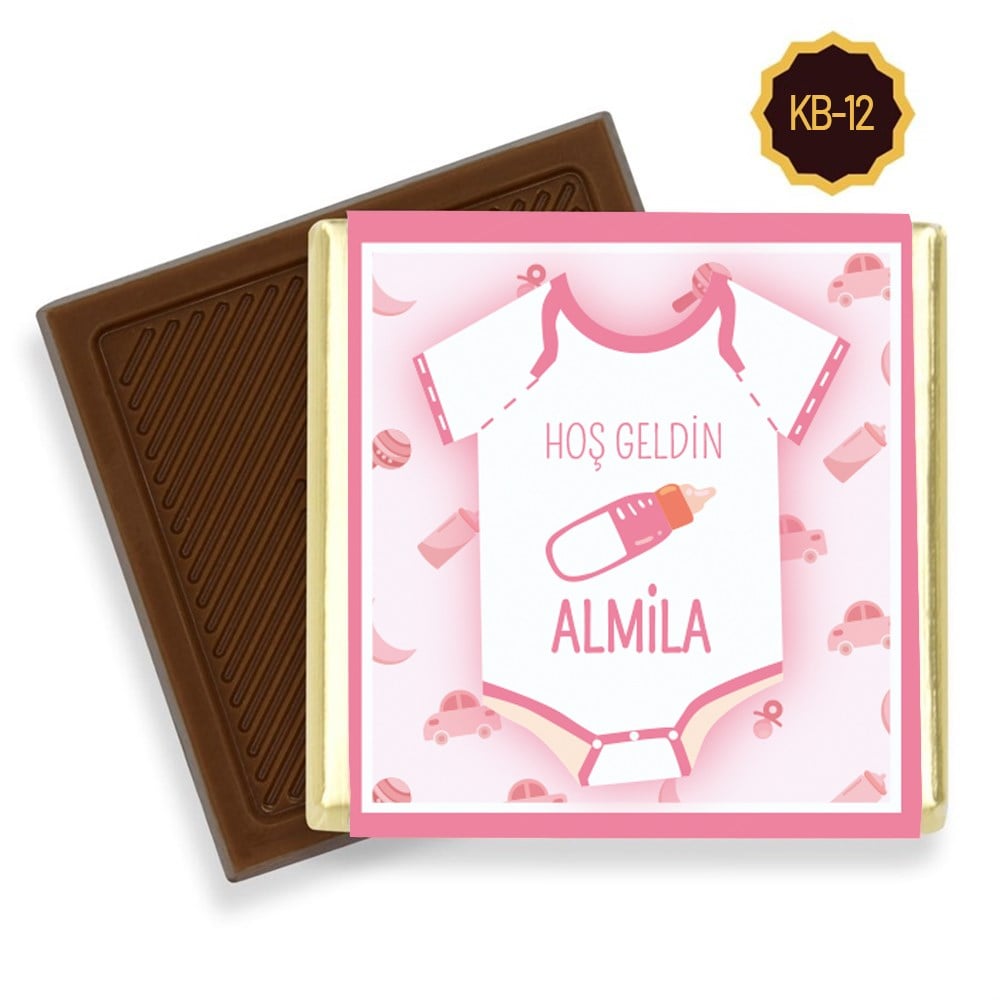 Zıbın Desenli Kız Bebek Çikolatası (45 Adet)