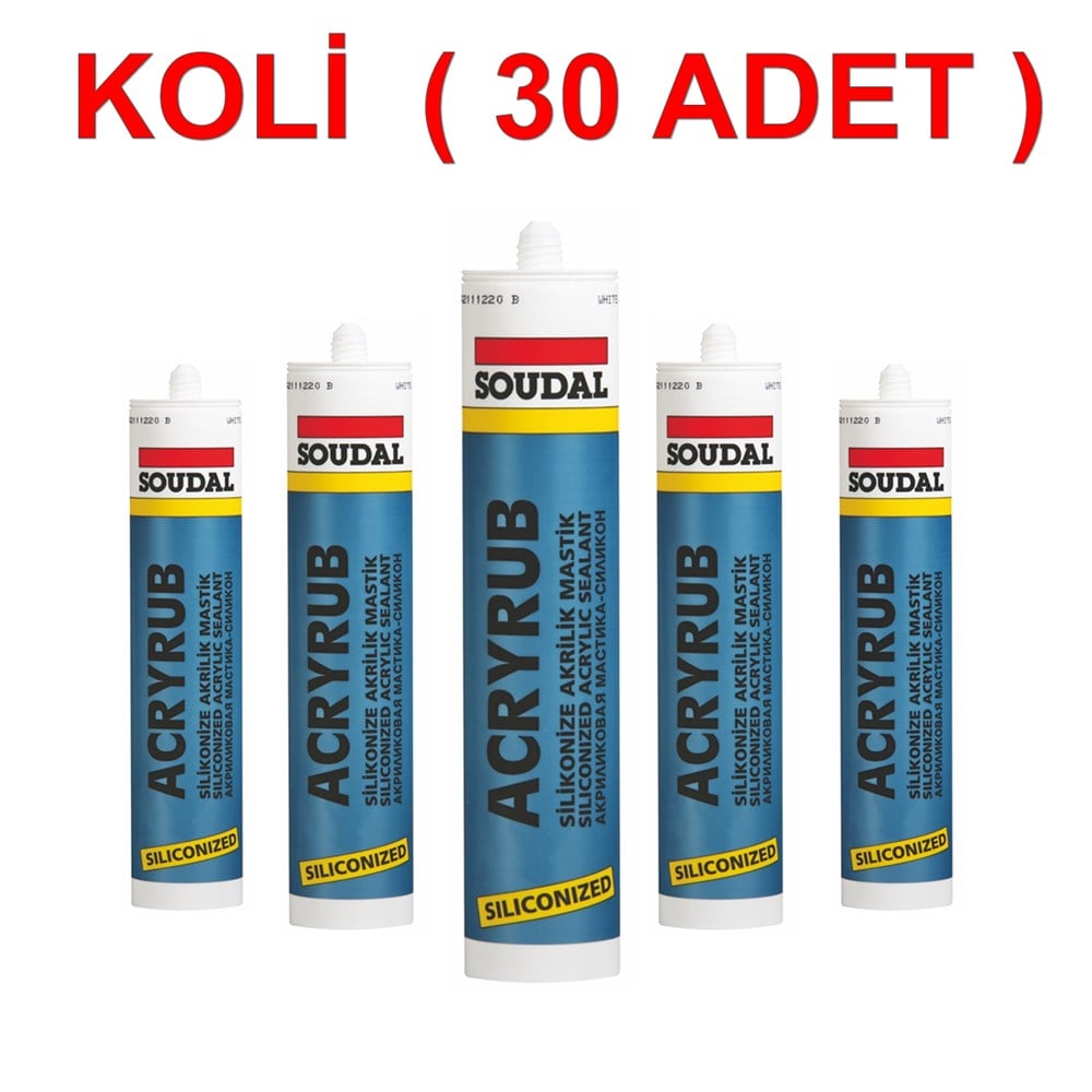 Soudal Acryrub Silikonize Mastik Kartuş 500Gr - Koli Silikon Mastik Soudal