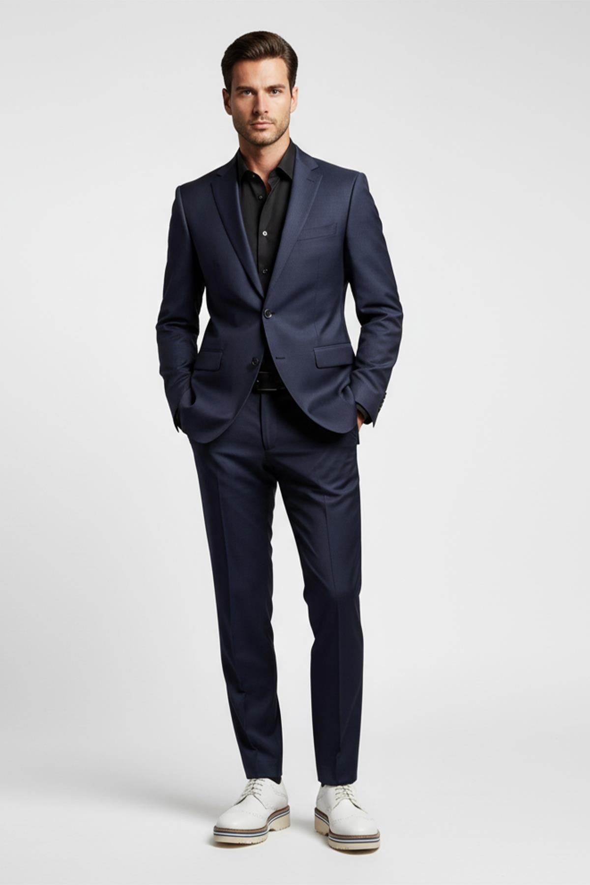 Beyaz Hakiki Deri Kalın Tabanlı Brogue Erkek Ayakkabı