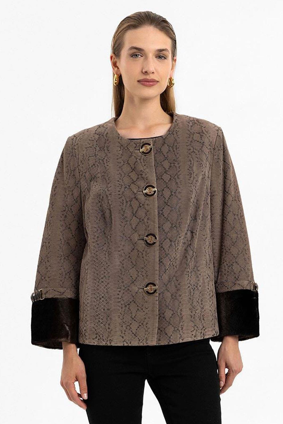 Casy Süet Chanel Yaka Hakiki Deri Ceket 