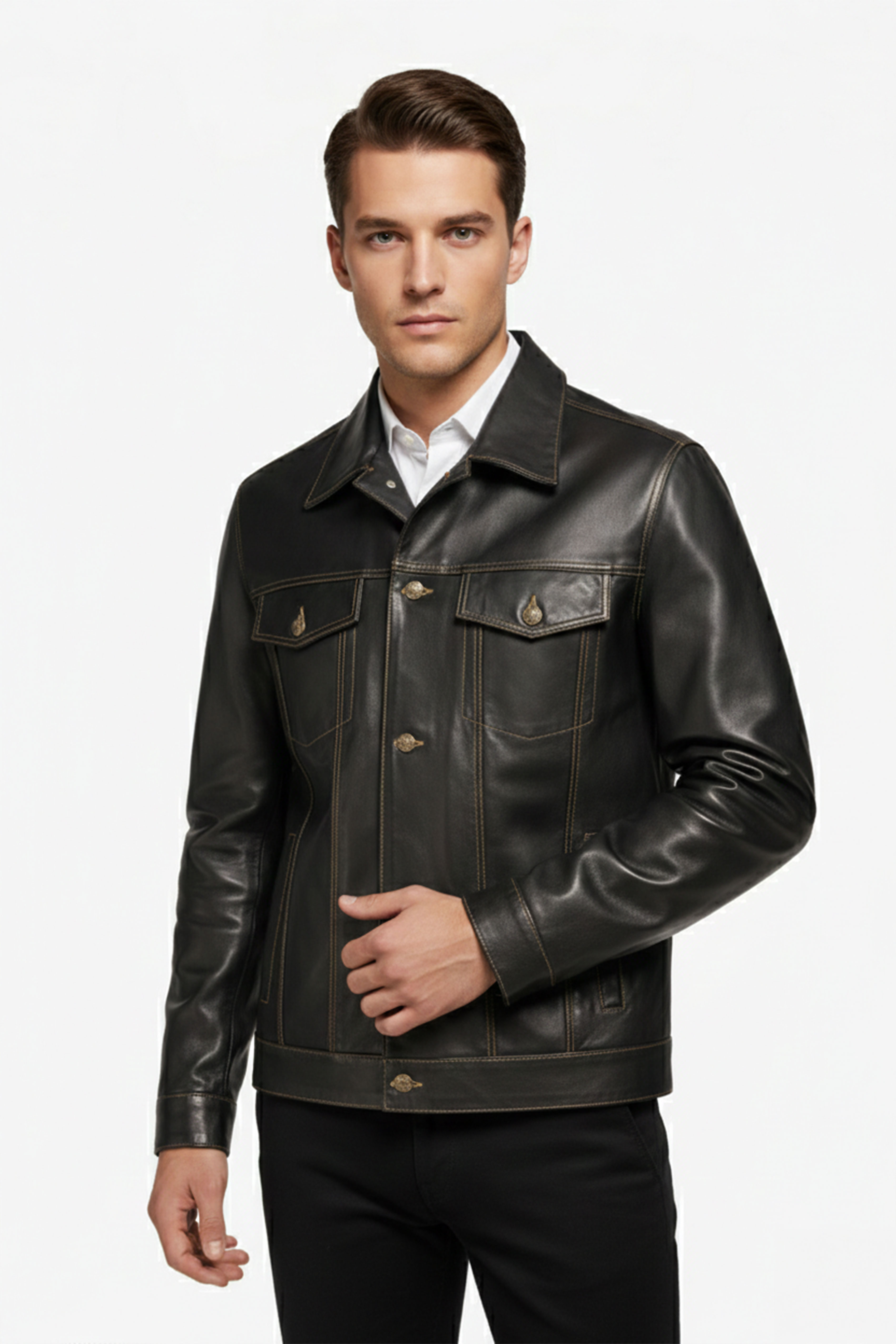 Classic Denim Hakiki Deri Ceket