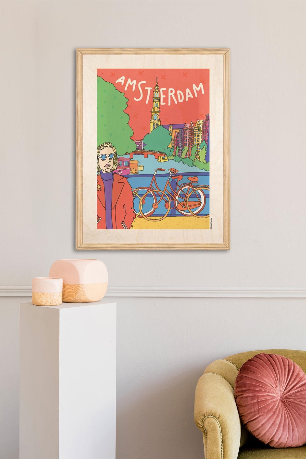 İkigai Amsterdam Ahşap Tablo