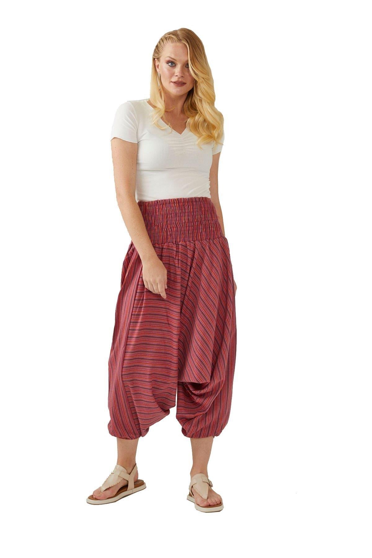 Koyu Pembe Şile Bezi Rahat Kesim Şalvar