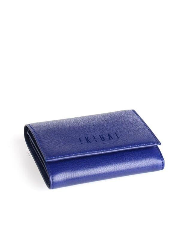 Mavi Hakiki Deri Kartlık ve Kimlik Bölümlü Bozuk Para Cepli Küçük Cüzdan