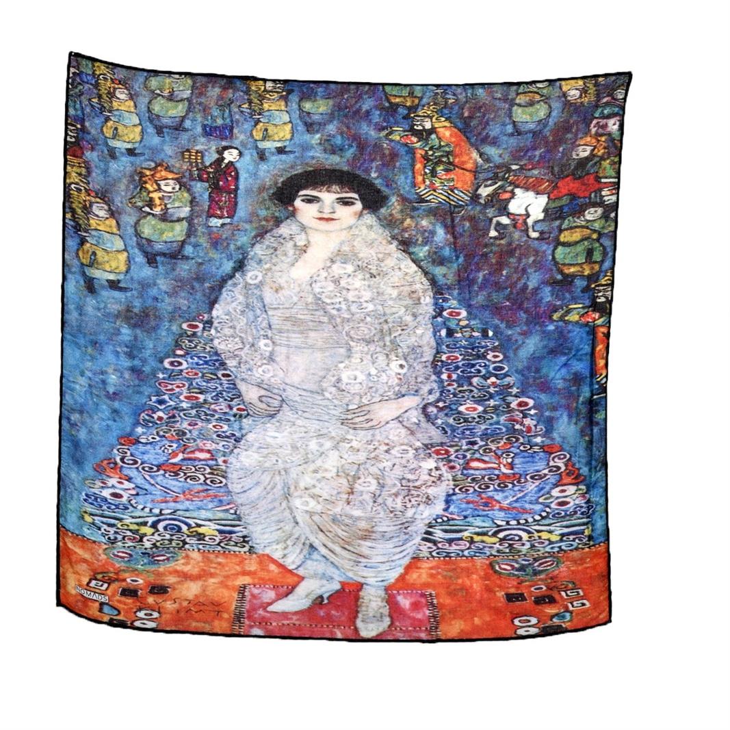 Gustav Klimt Barones Elisabeth Desenli Renkli Çok Fonksiyonlu Renkli Kare 45x45 Bandana