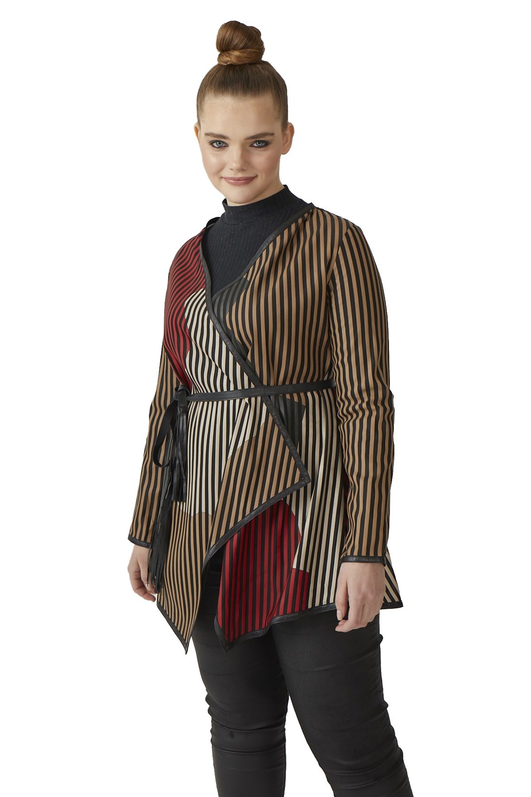 Striped Kadın Deri Ceket