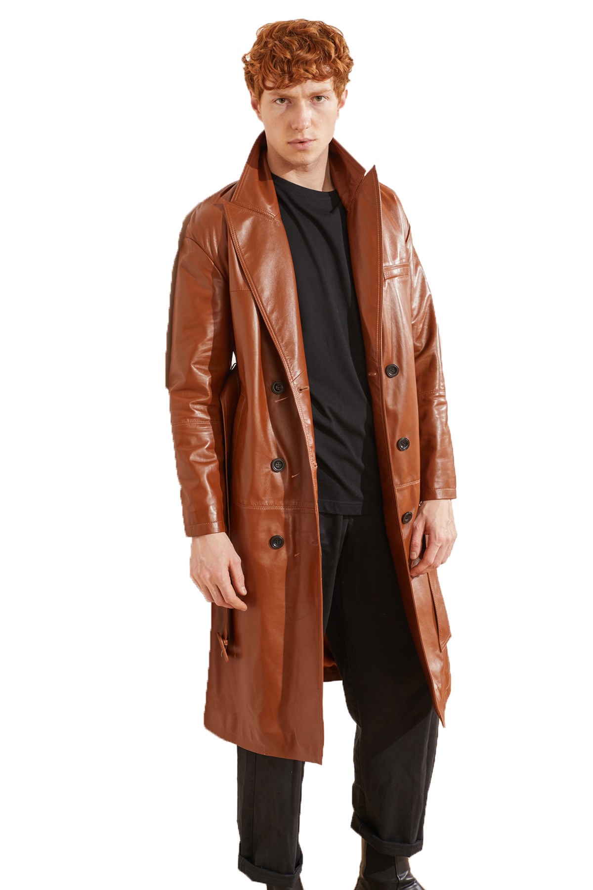 Cognac Axel Men's Leather Coat