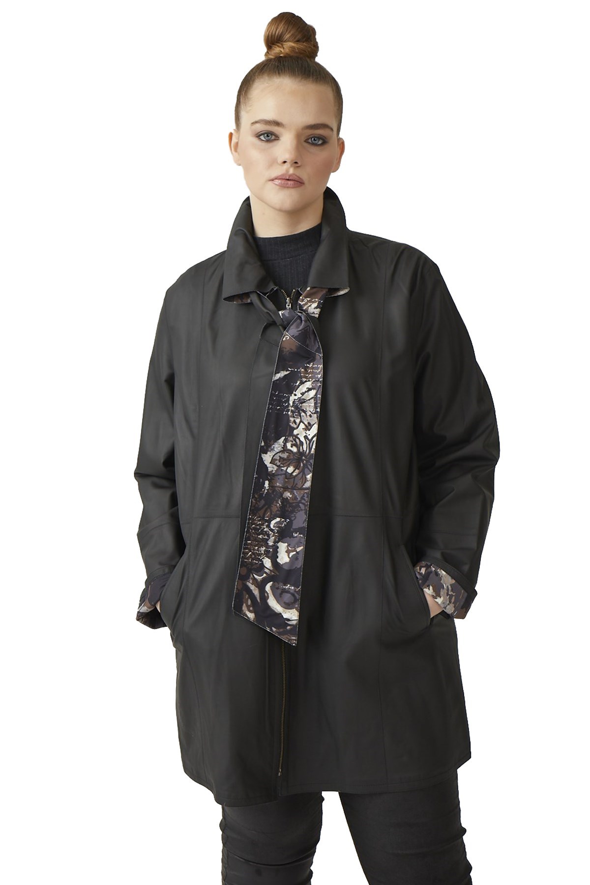 Abella Siyah Kadın Çift Taraflı Deri Kaban