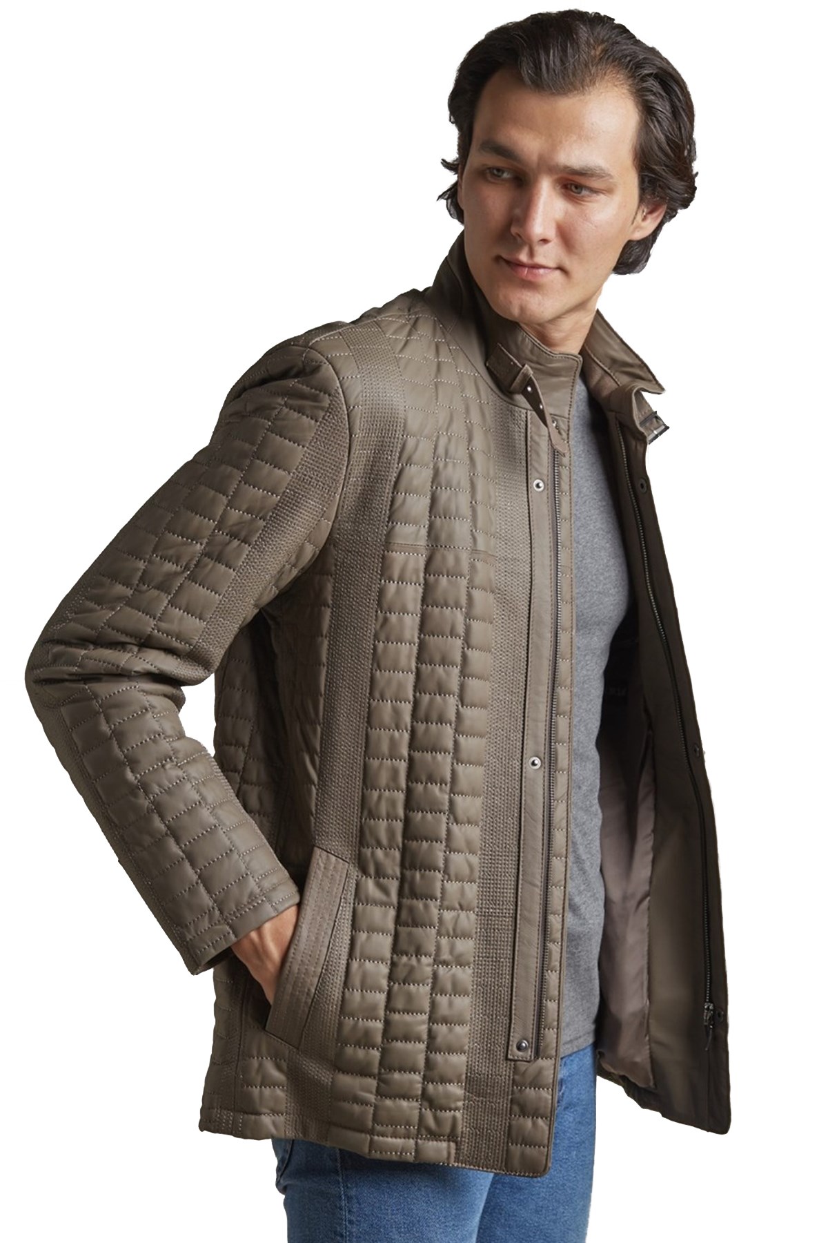 Bej Alejandro Erkek Deri Kaban