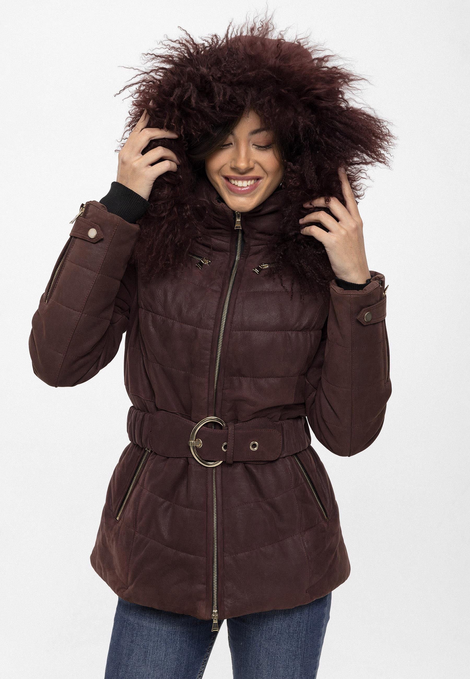 Burgundy Amber Women's Fur Coat
