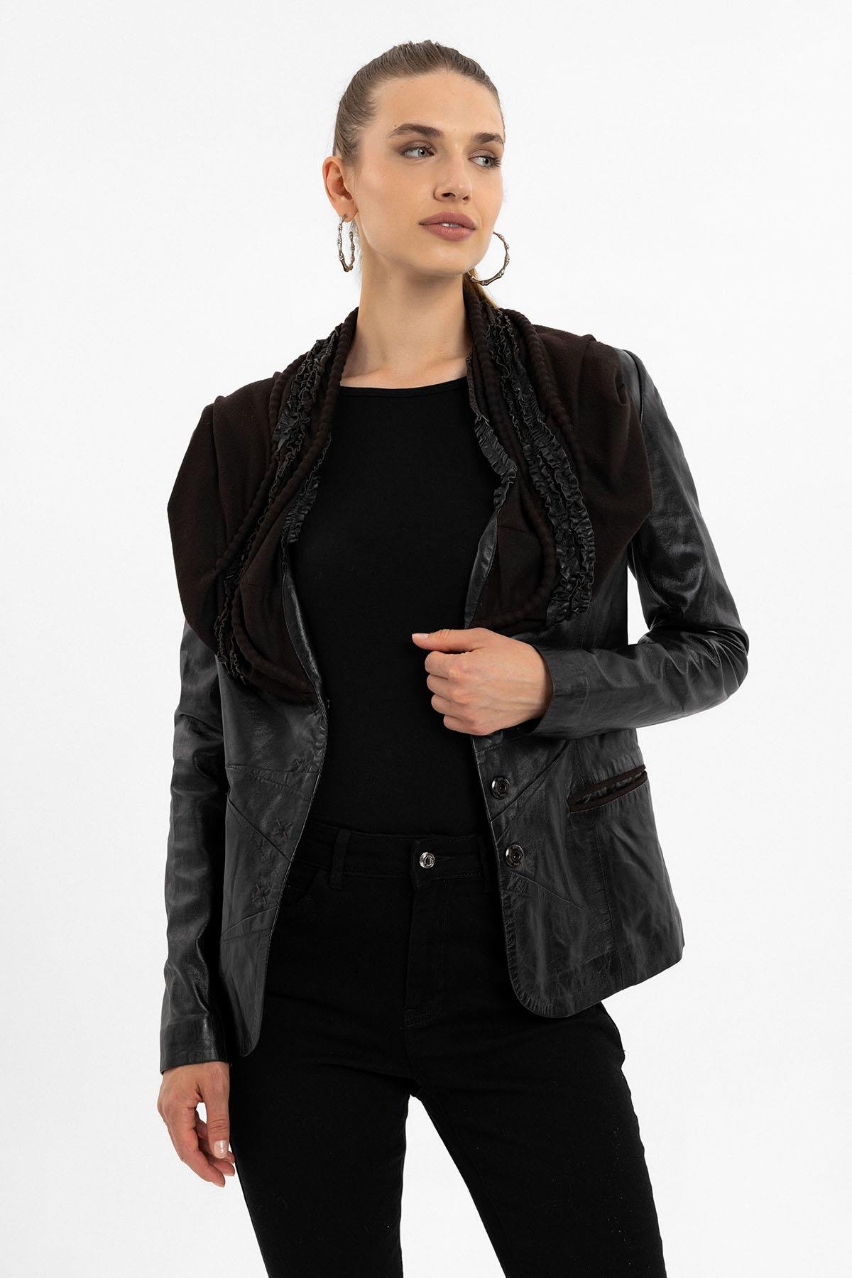 Camela Brown Womens Genuine Leather Jacket