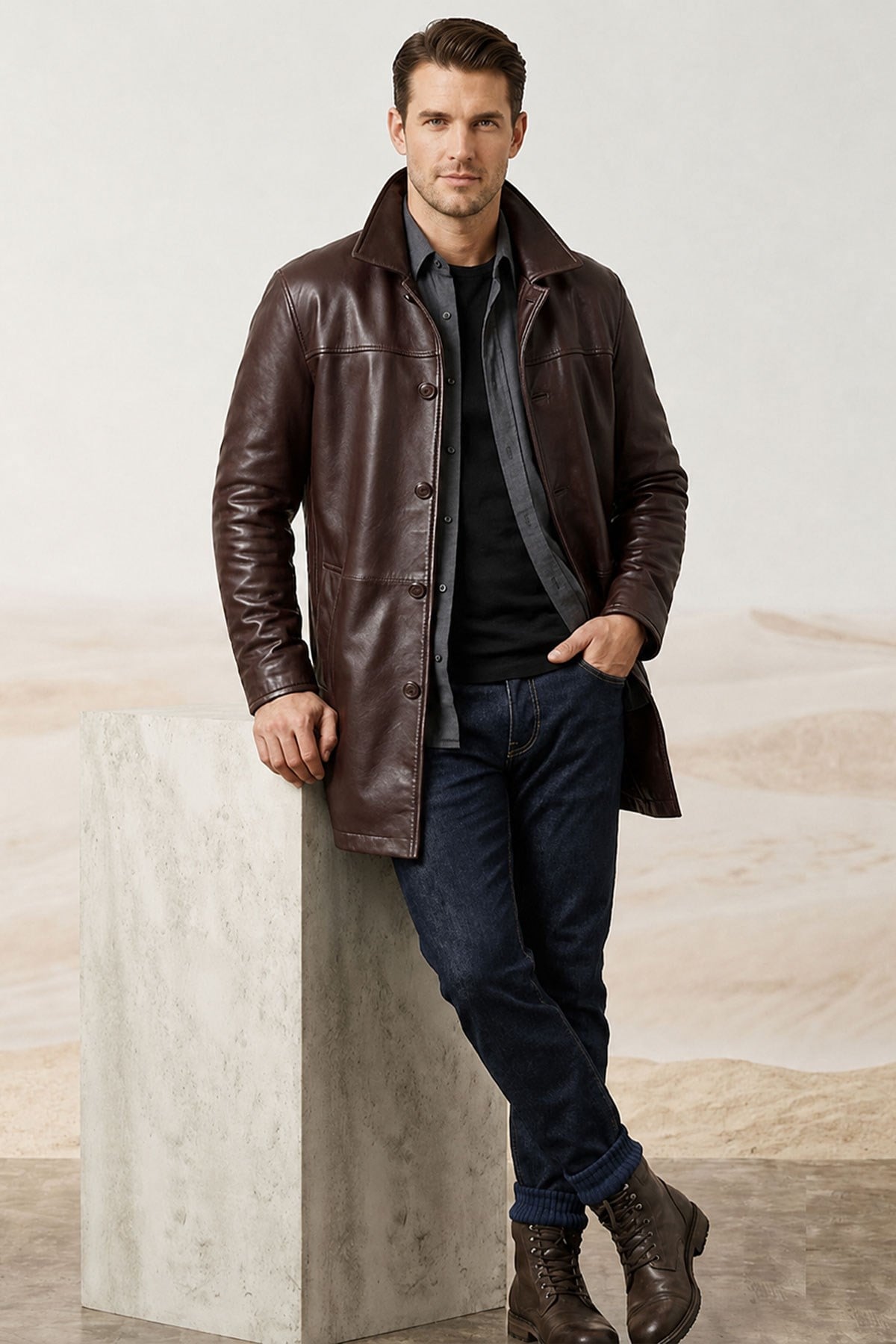 Dean Winchester Kahverengi Hakiki Deri Erkek Kaban