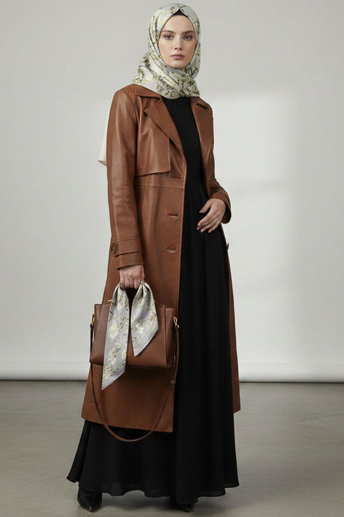 Gri Almond Blossoms Kare 140x140 İpek Şal Eşarp