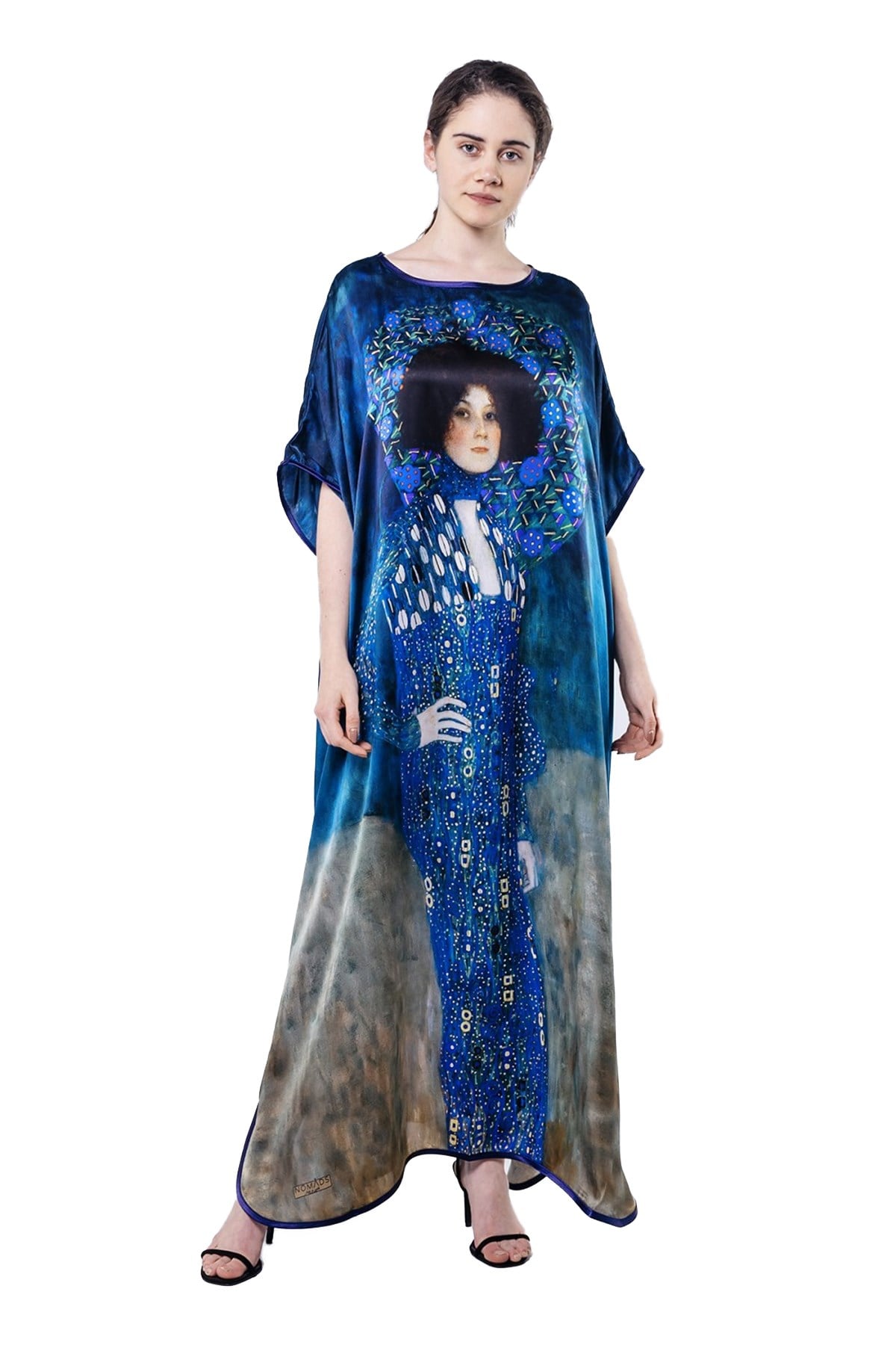 Gustav Klimt Emile Floge Desenli İpek Elbise