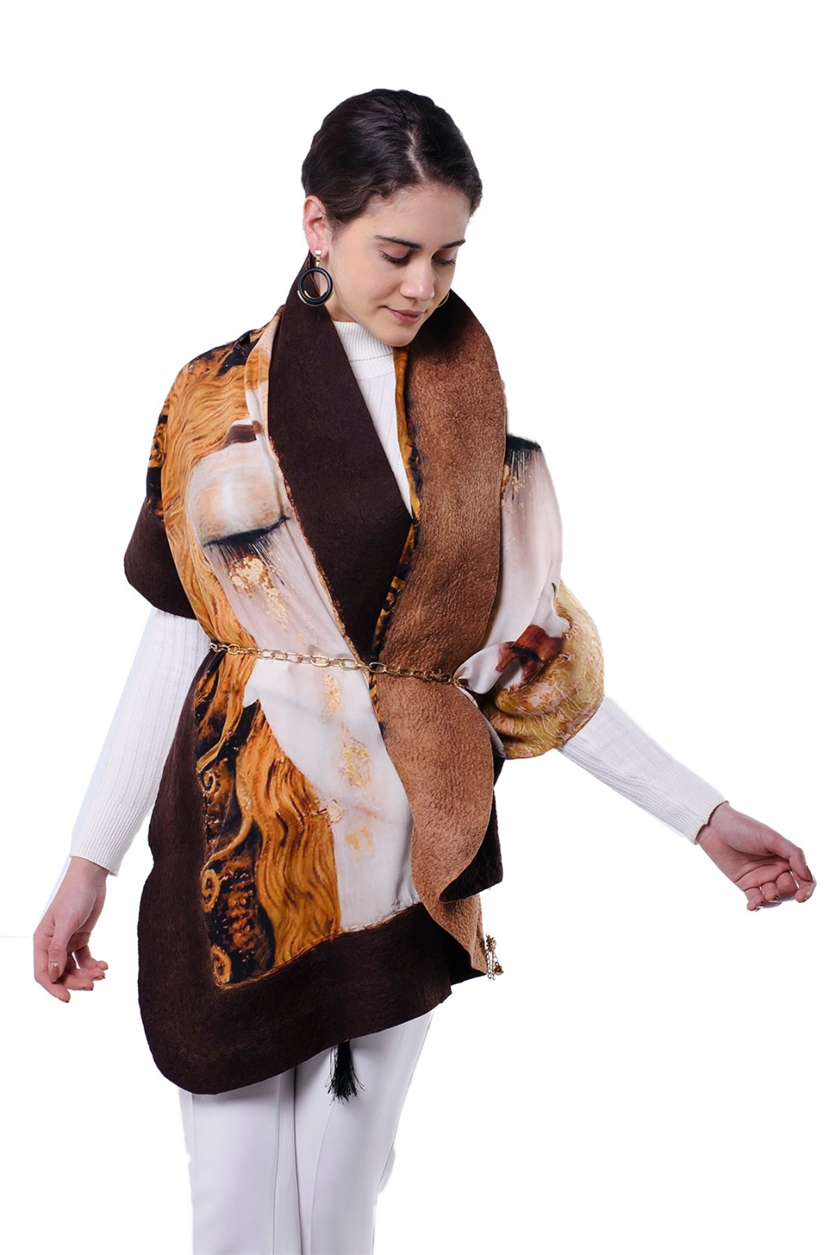 Gustav Klimt Freyas Tears Kadın İpek Keçe Şal