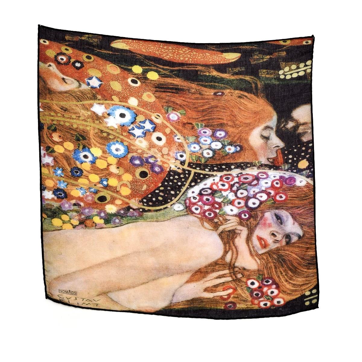 Gustav Klimt Water Serpents Desenli Renkli Çok Fonksiyonlu Renkli Kare 45x45 Bandana