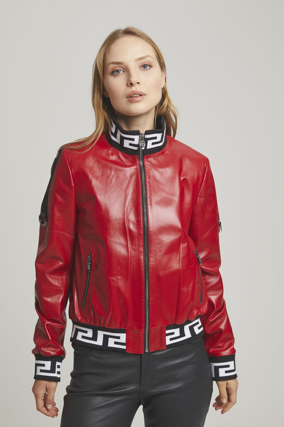 Kırmızı Rebecca Kadın Deri Mont | Gerçek Deri Gerçek Moda | Deriderim