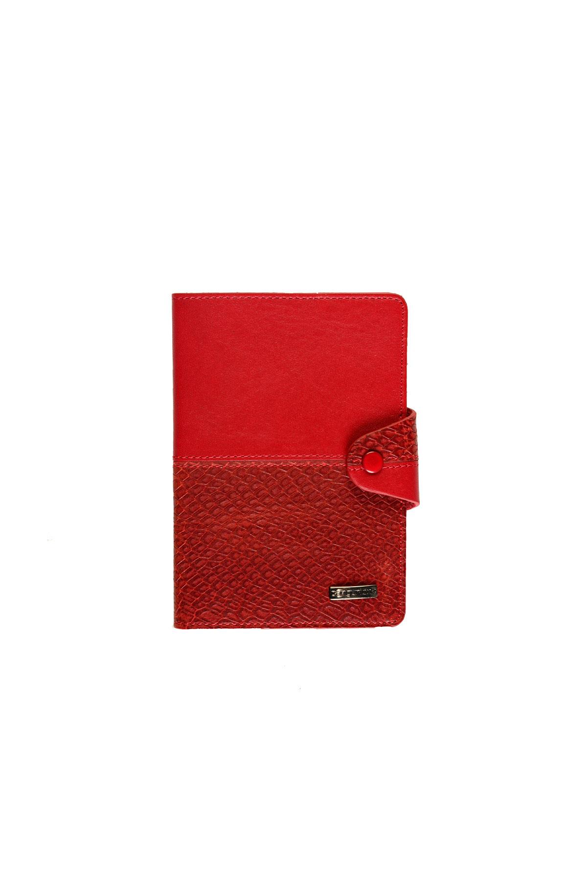 Red Snake Patterned Leather Passport Holder