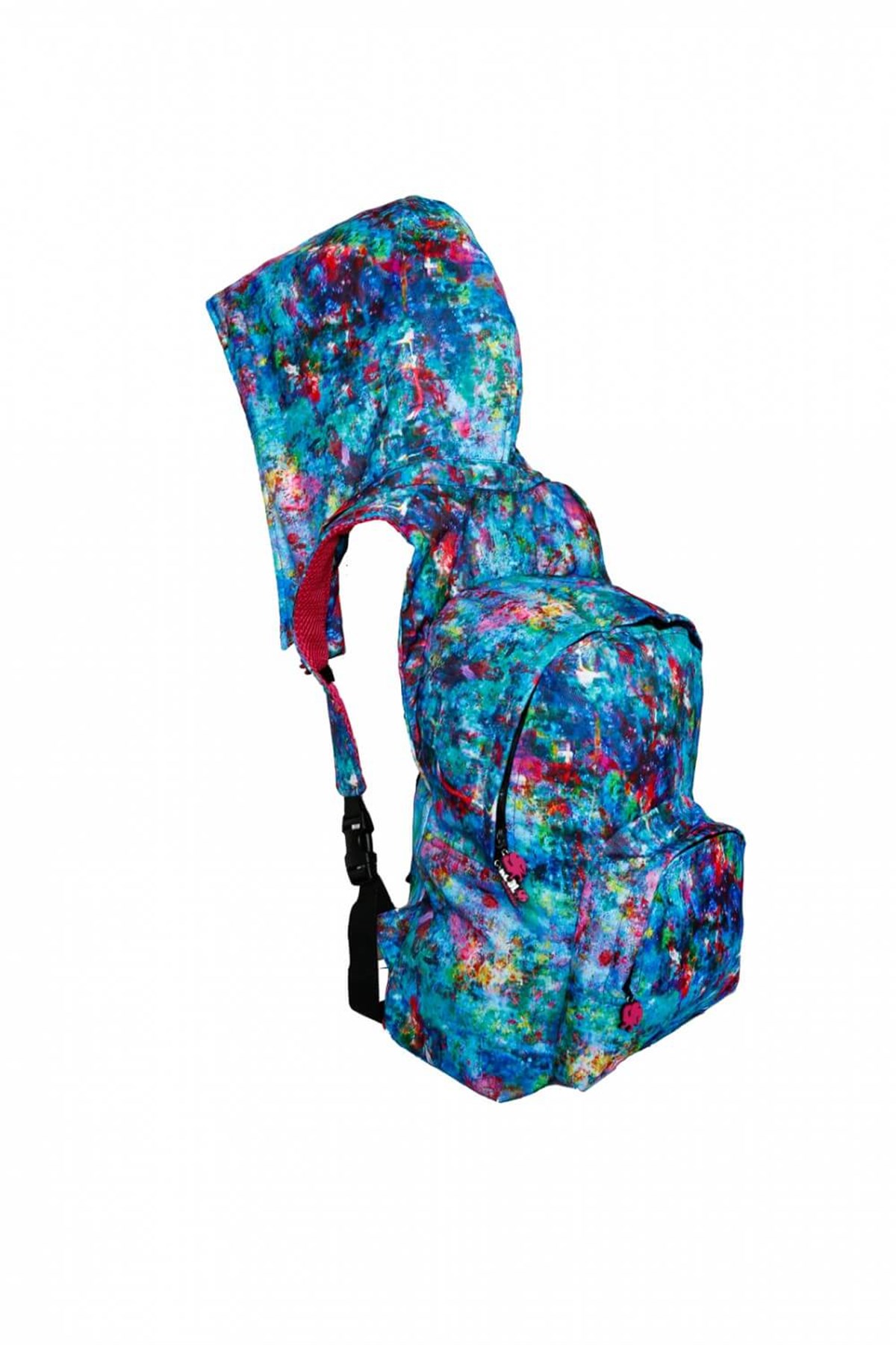 KOOL MONET DESENLİ KAPÜŞONLU SIRT ÇANTASI