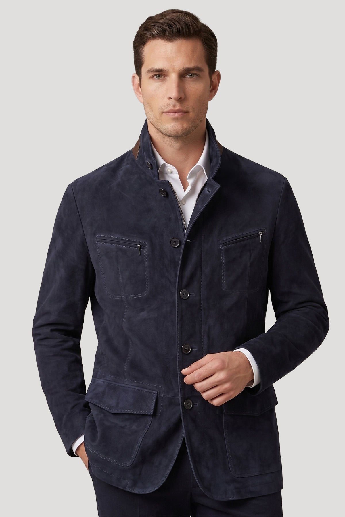 Navy Blue Aldo MenS Suede Jacket