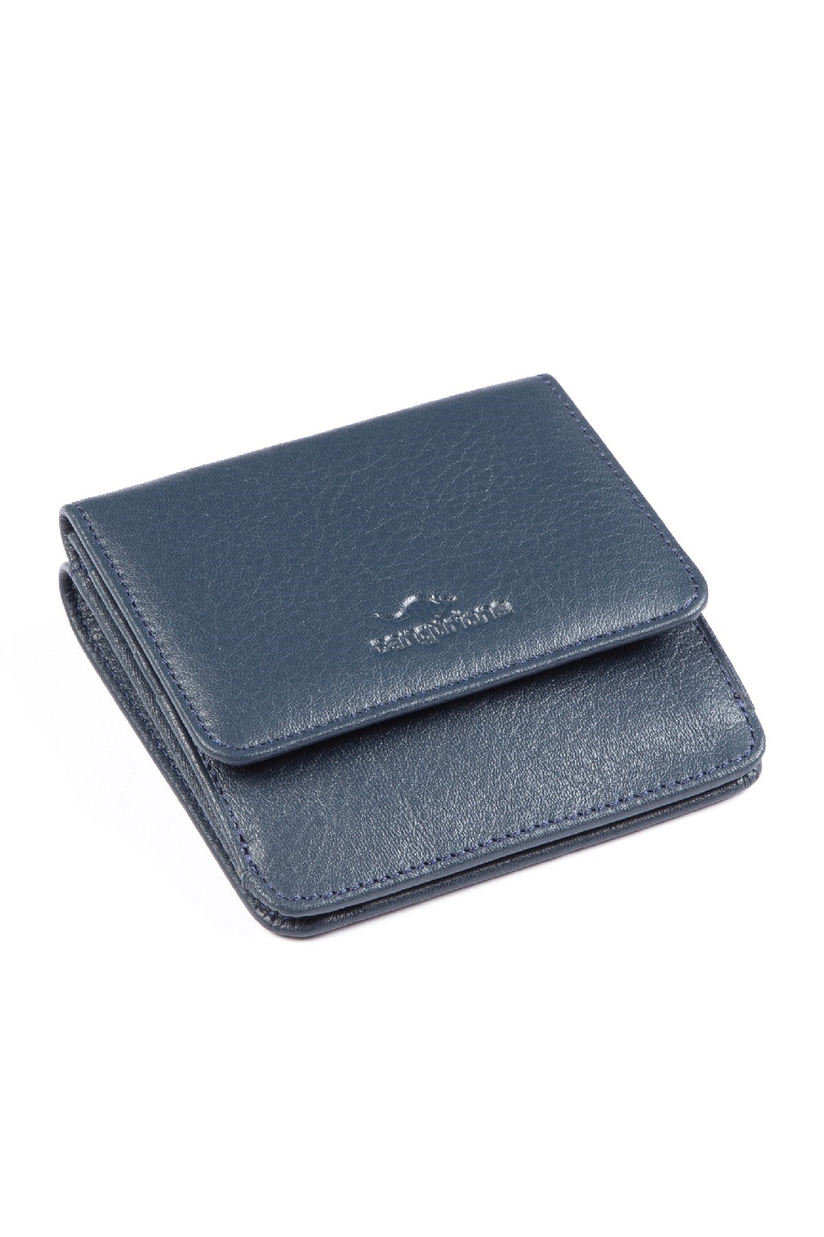 Lacivert Çift Çıt Çıt Kapamalı Kadın Deri Cüzdan