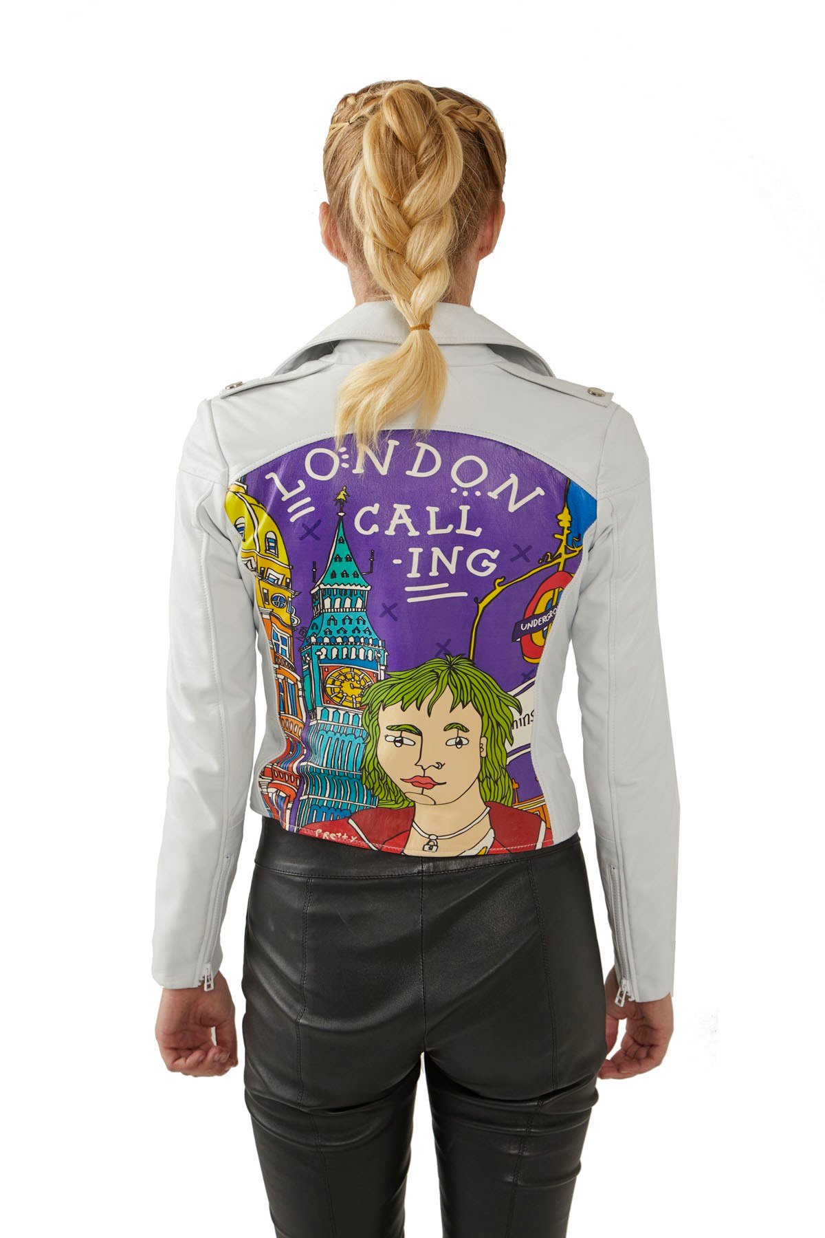 London Printed Women's Leather Jacket