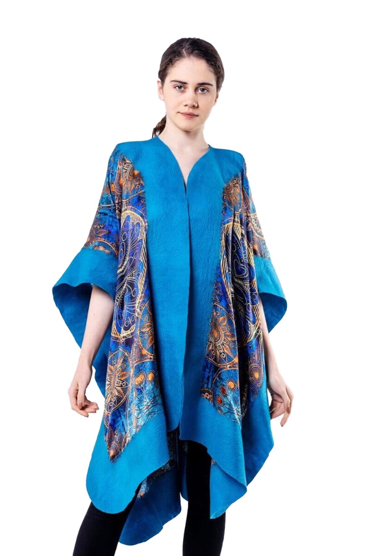 Mandala İpek Keçe Panço