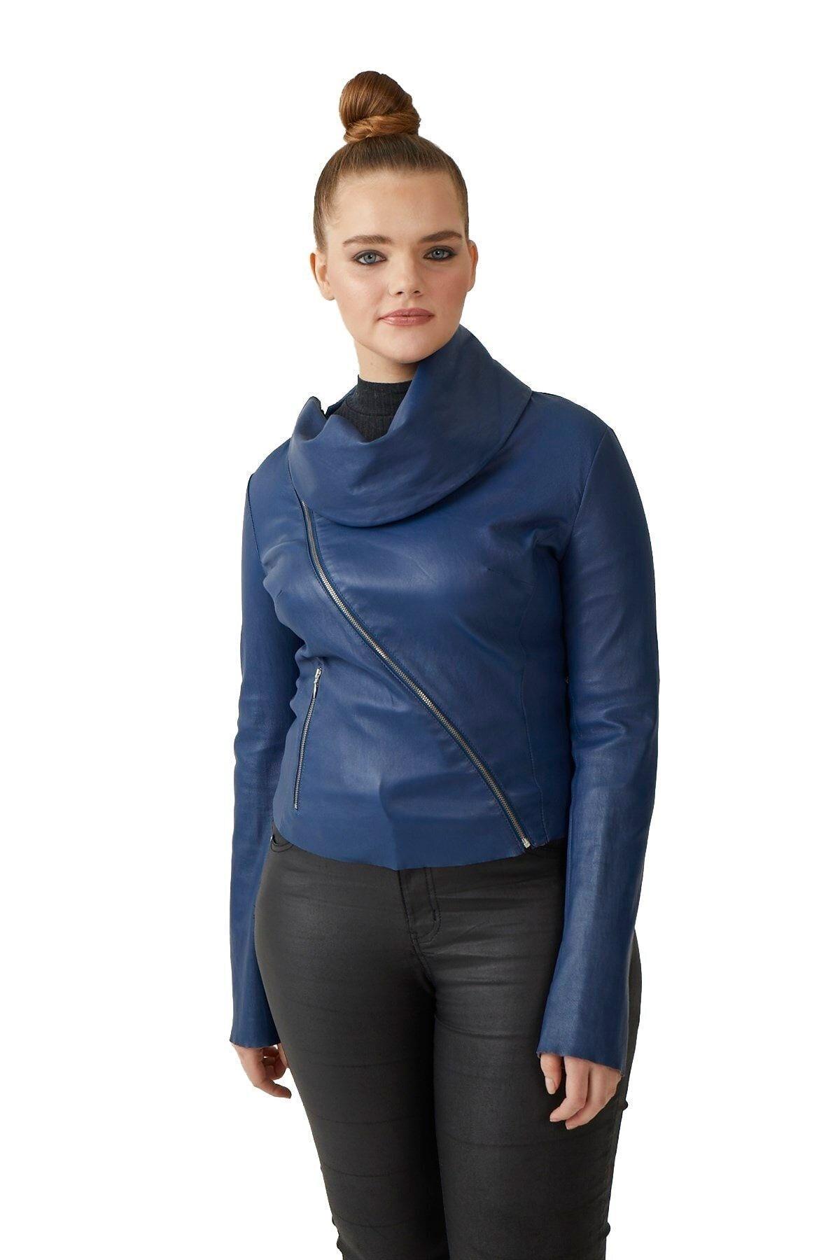 Blue Benoit WomenS Leather Jacket