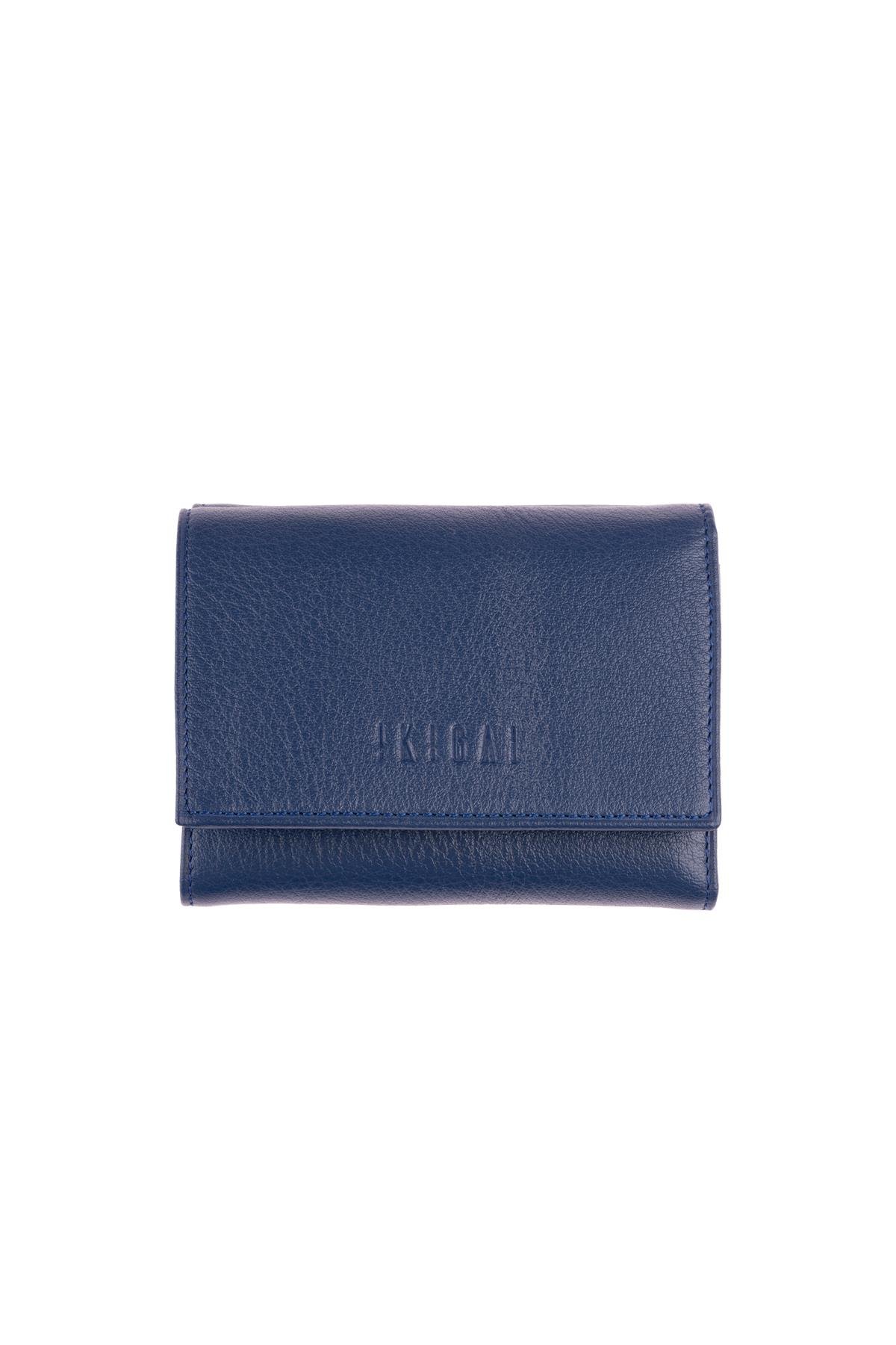 Blue Women's Leather Wallet with Snap Clasp