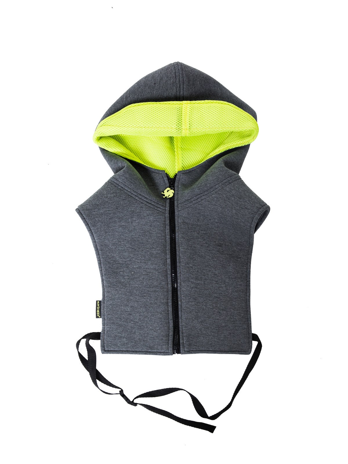 Morikukko Gri Neon Sarı Tek Kapüşon