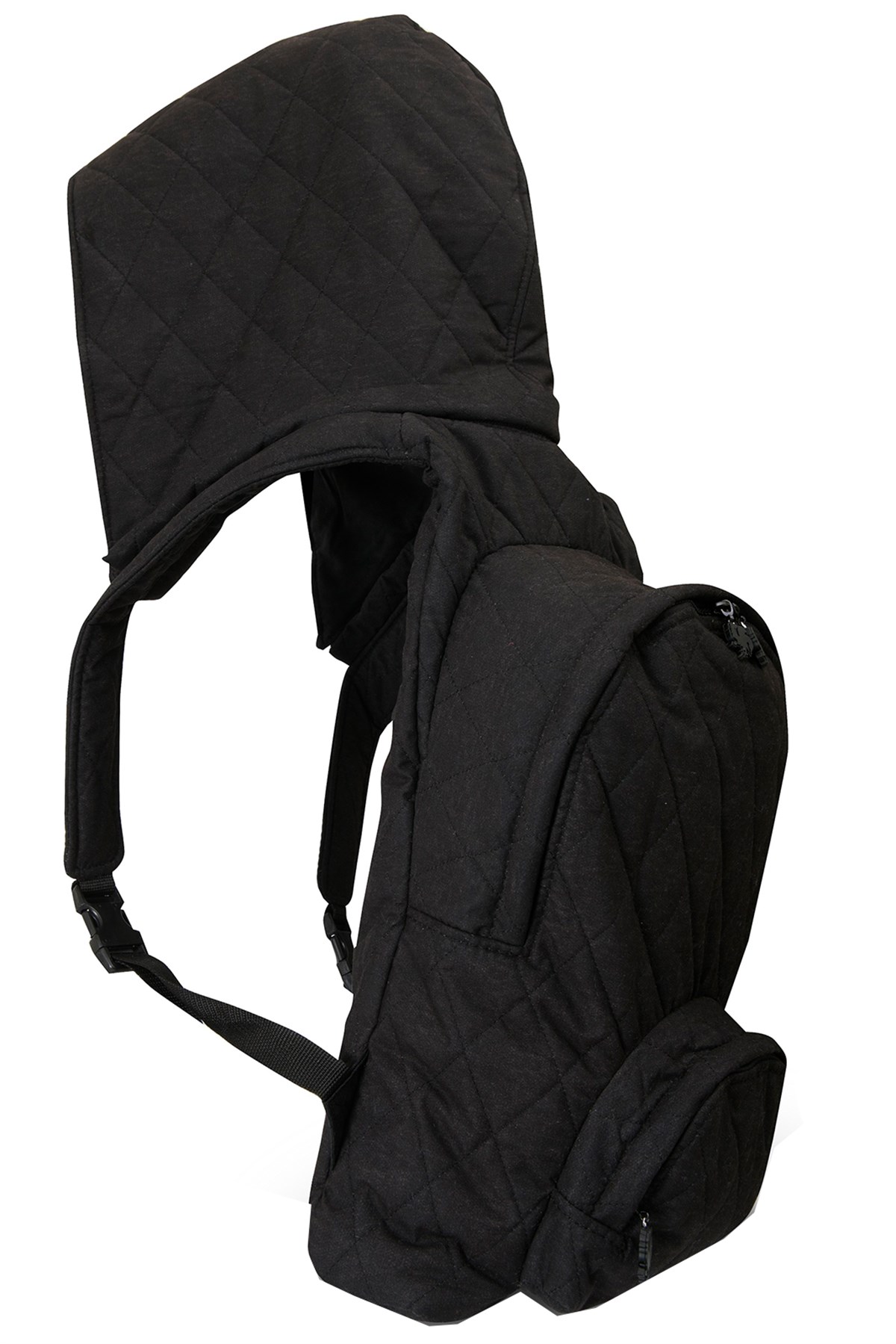 LARGE BLACK KAPİTONE INTRA BLACK HOODED BACKPACK