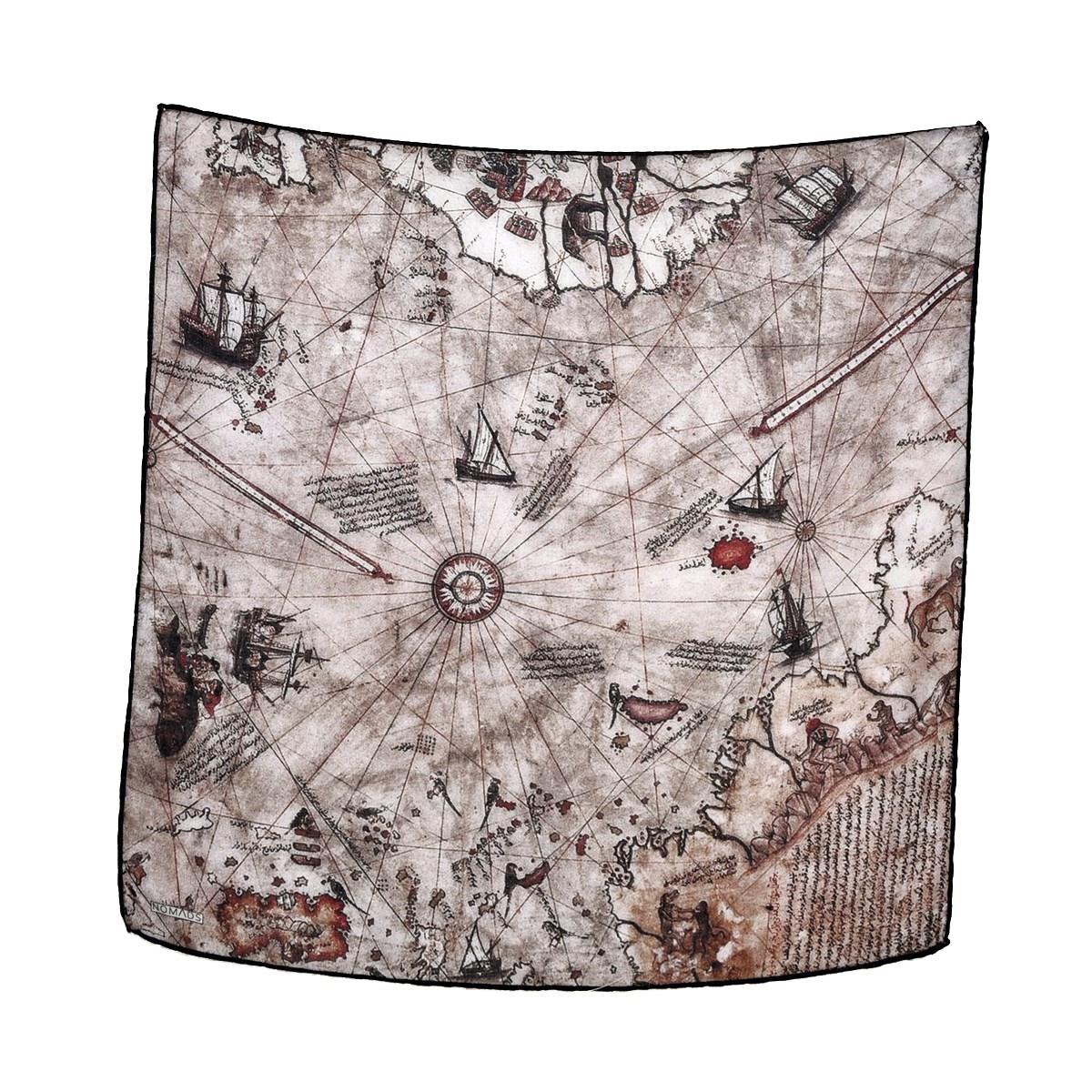 Piri Reis Desenli Renkli Çok Fonksiyonlu Renkli Kare 45x45 Bandana