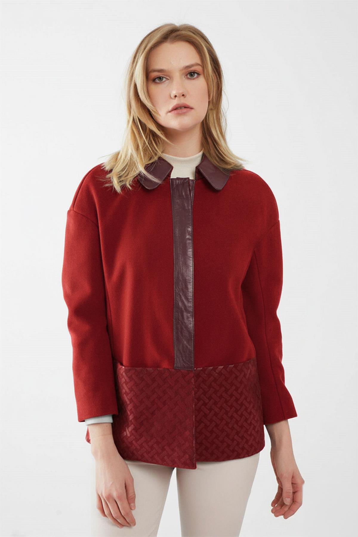 Rosalie Kırmızı Kadın Deri Kaban