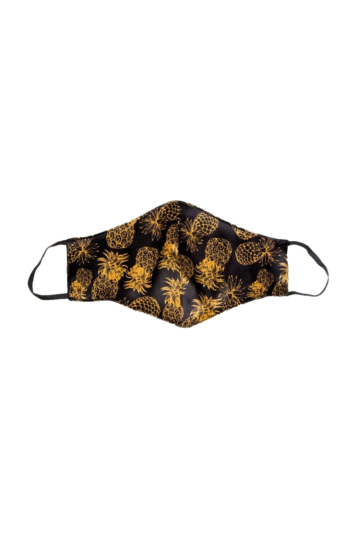 Saf İpek Sarı Maske Ananas Desen