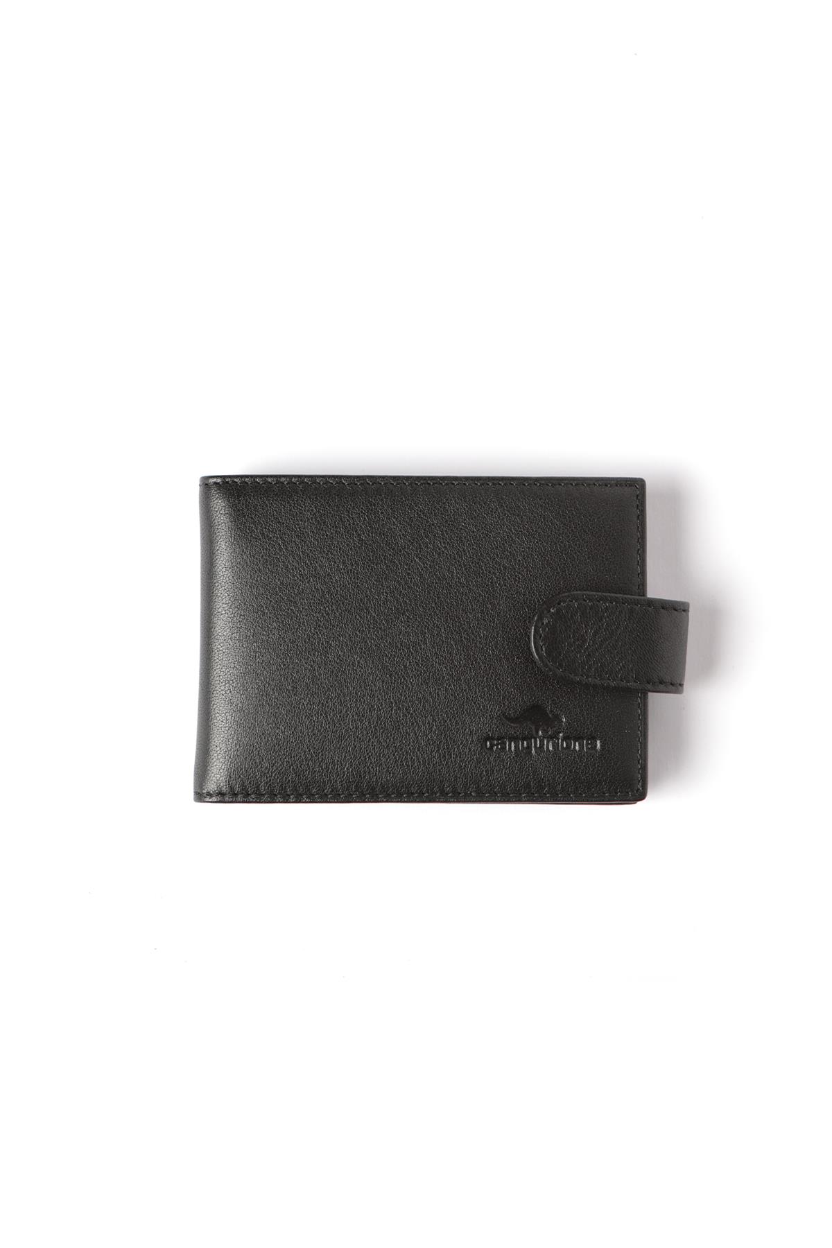 Black Snap Closure Arsel Leather Card Holder