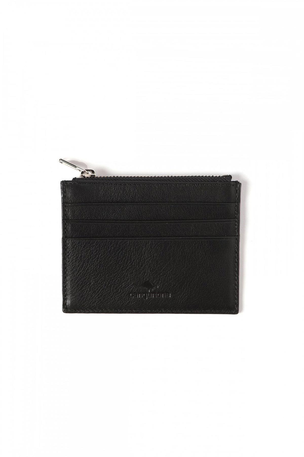 Black Zippered Leather Card Holder