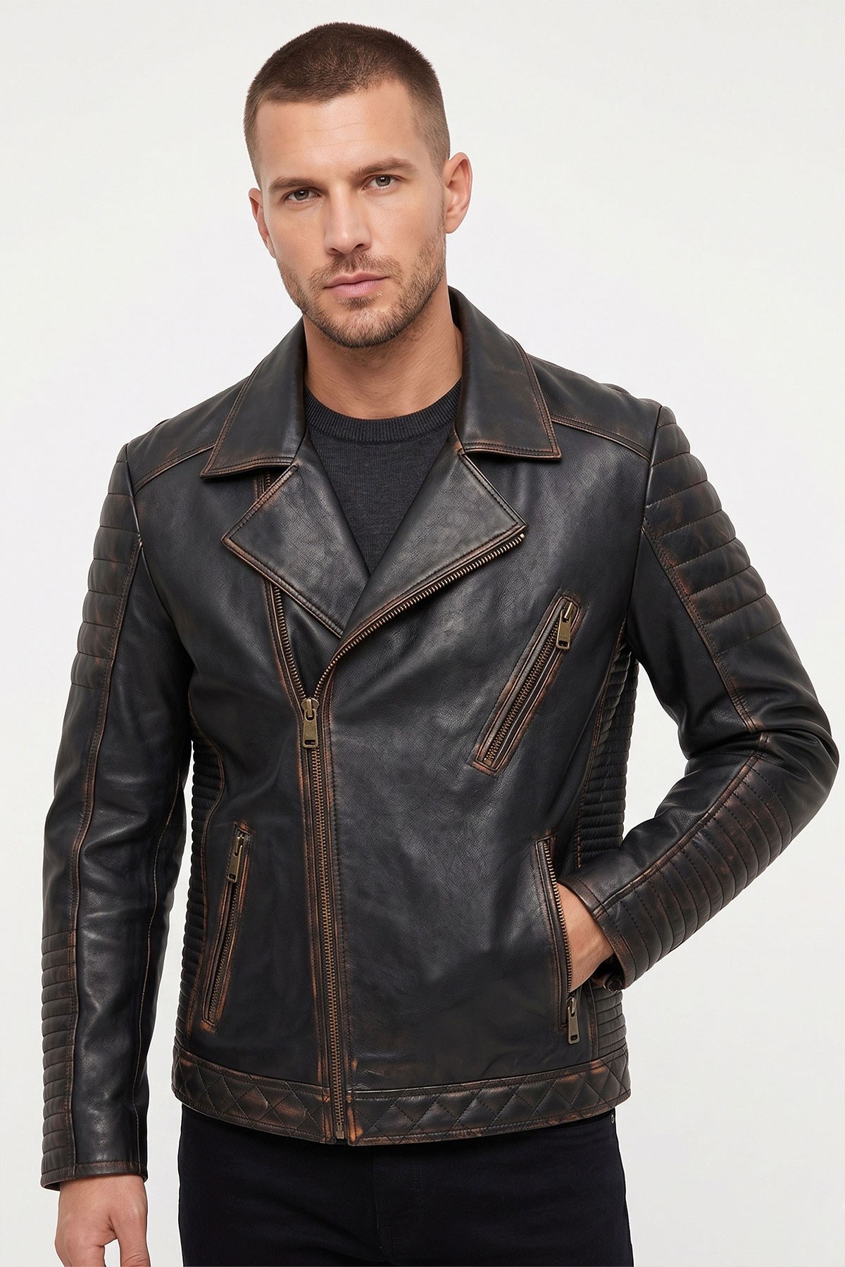 Black Francis MenS Leather Jacket