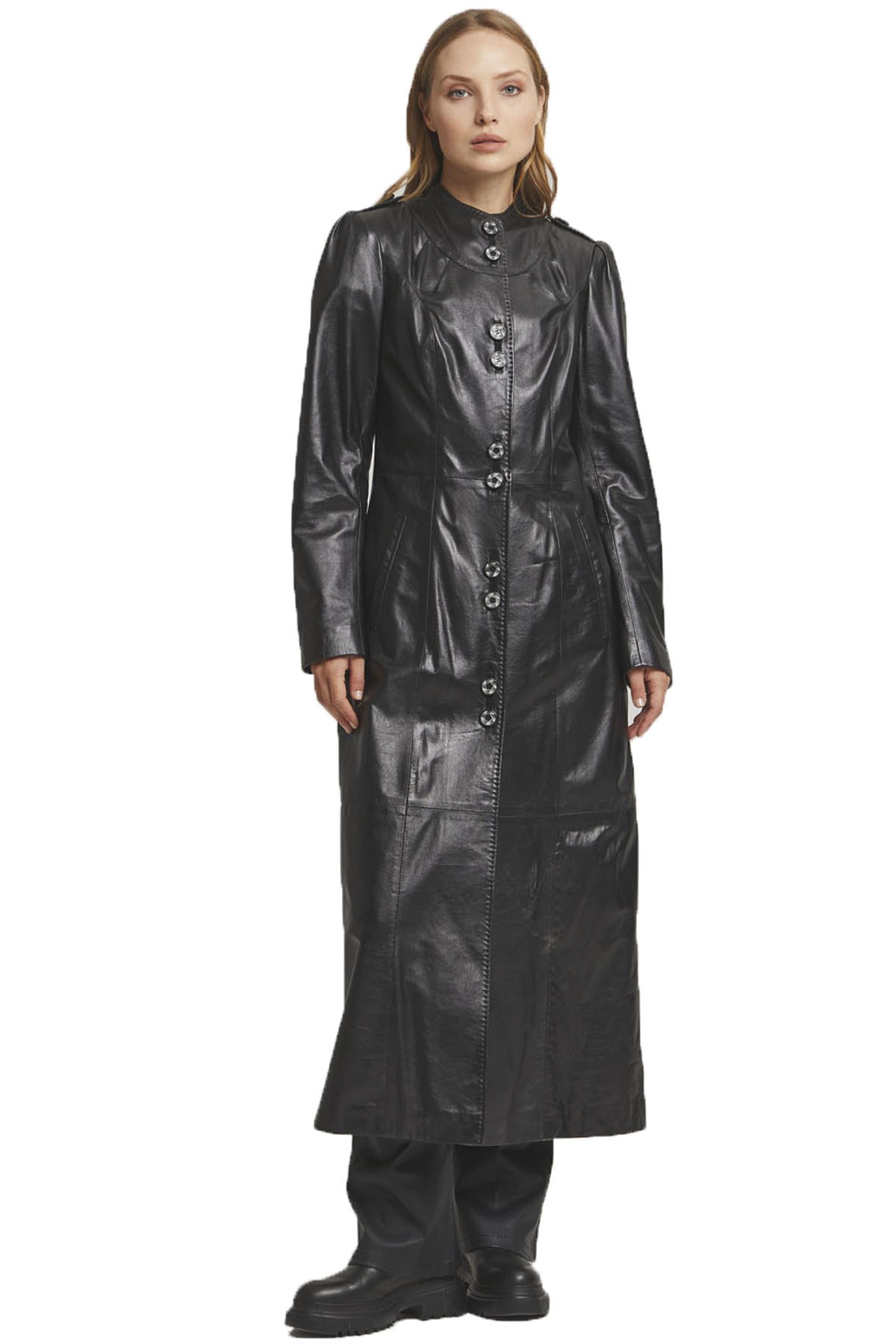 Soleil Siyah Kadın Deri Kaban