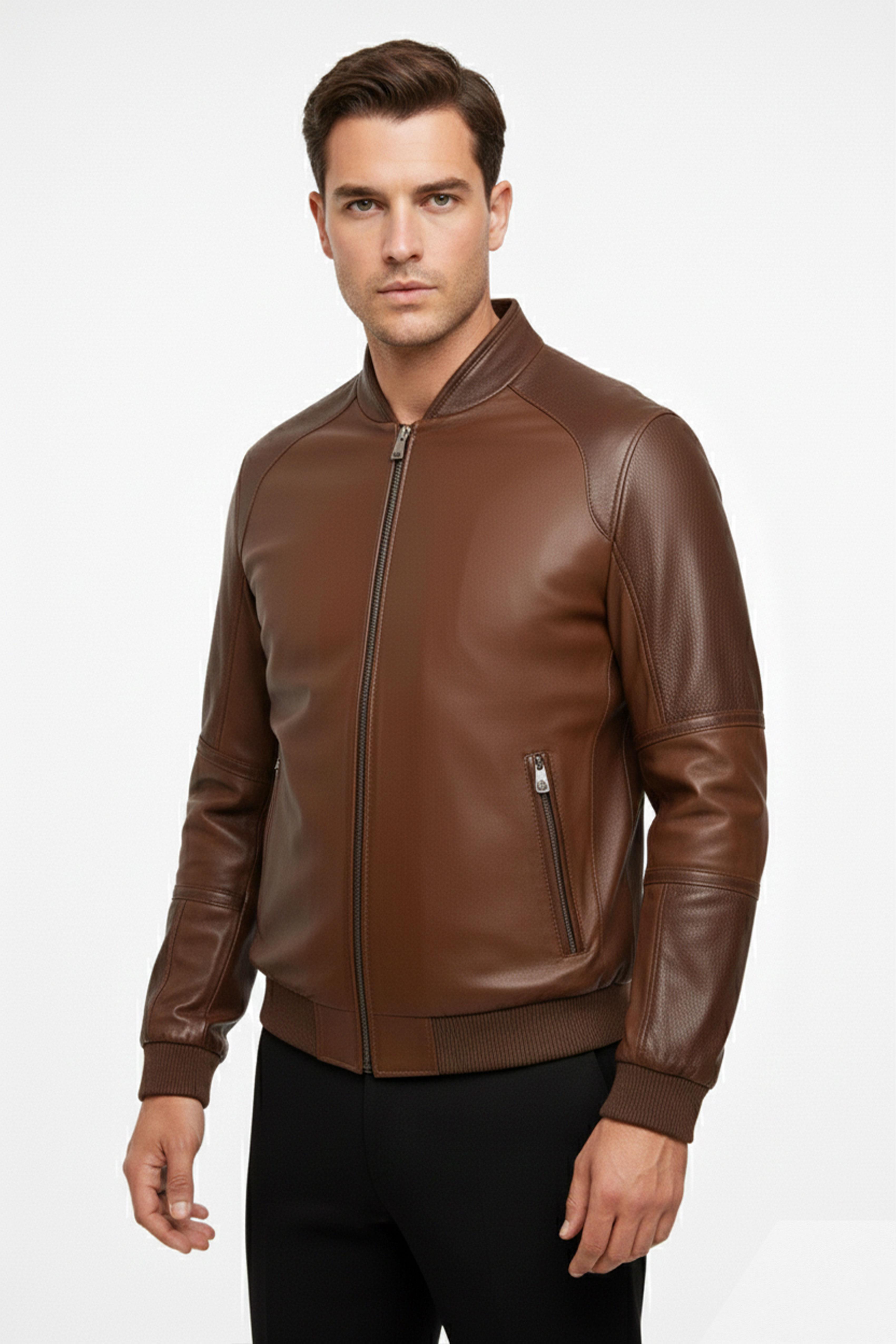 Taba Marco Hakiki Deri Erkek Bomber Ceket