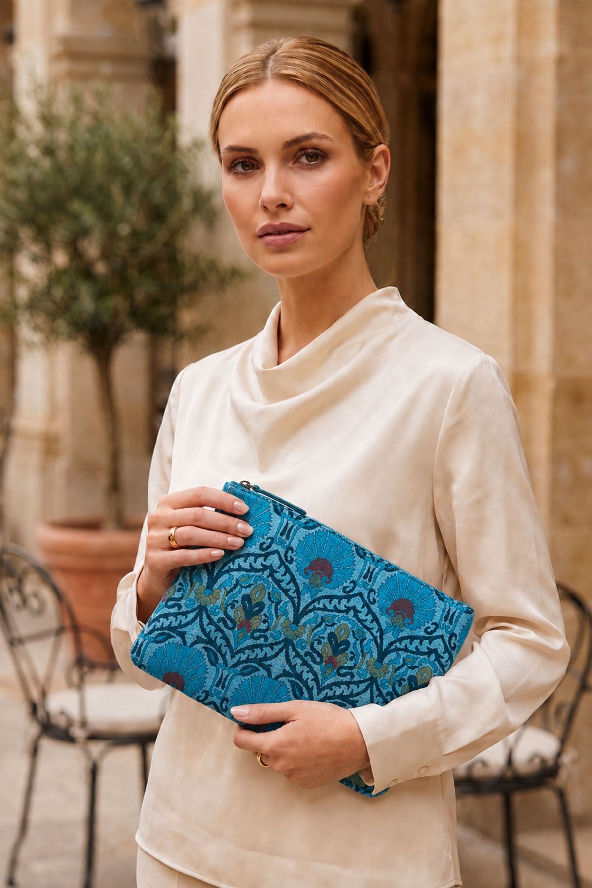 Turquoise Large Felt Handbag