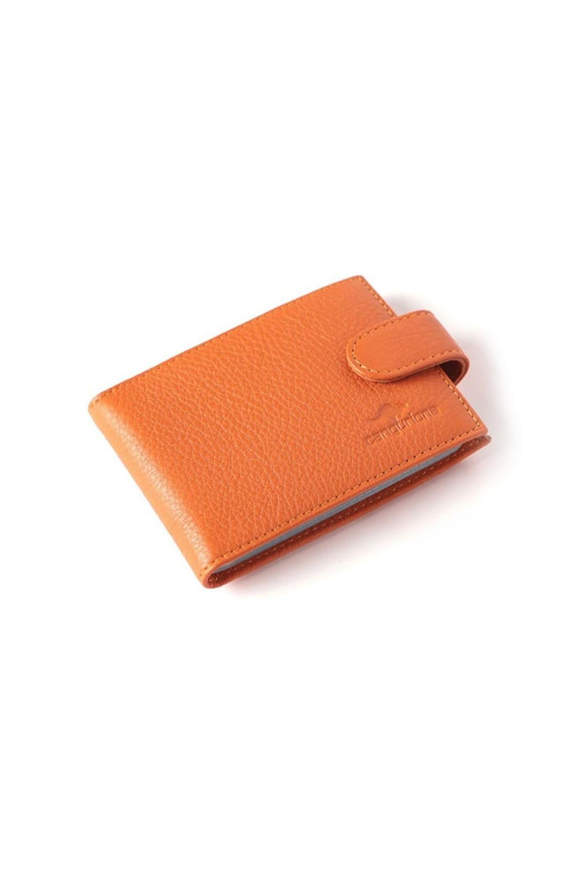 Orange Snap Closure Arsel Leather Card Holder